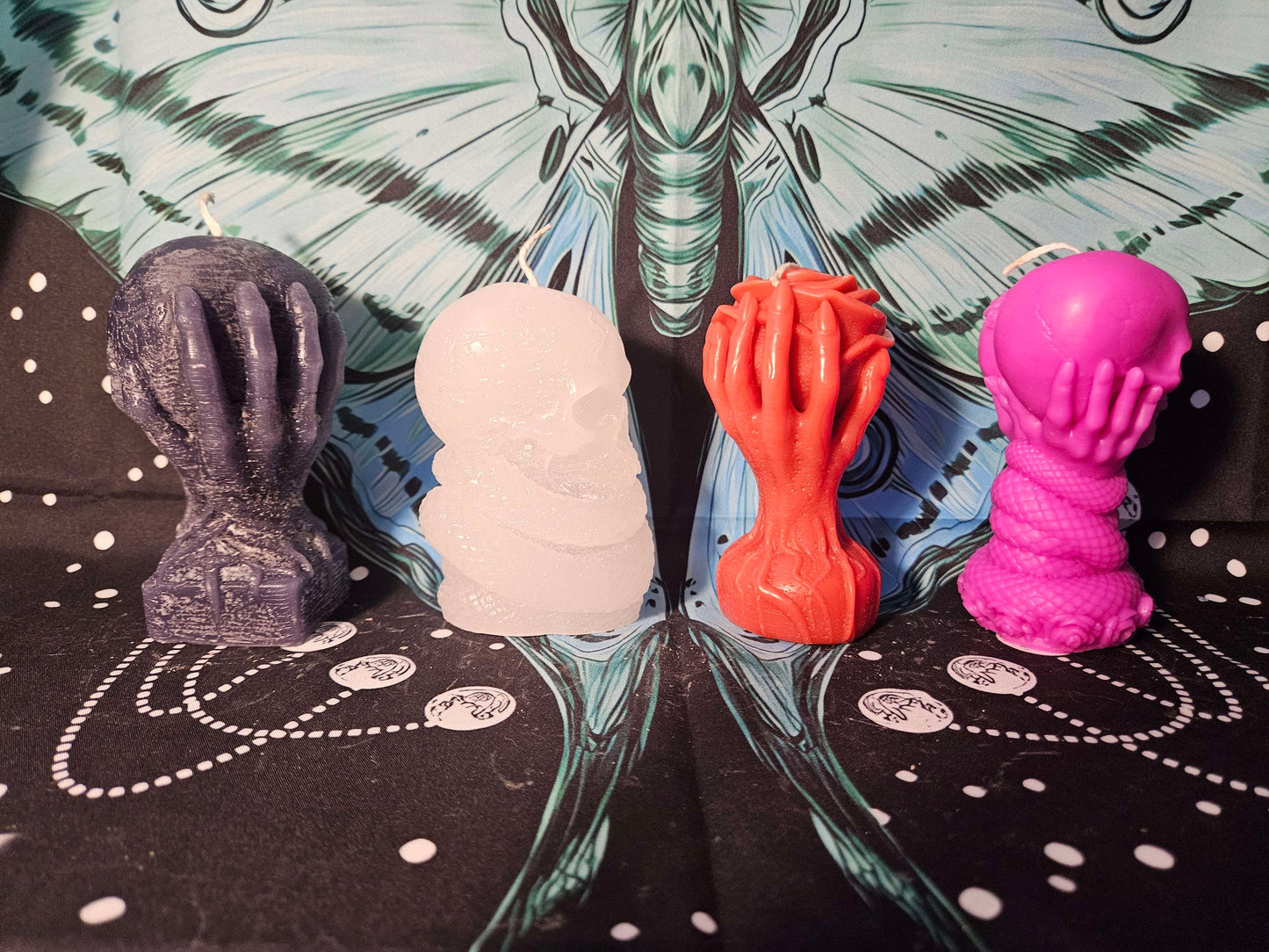 Dark Embrace Paraffin Candle Set – Symbols of Life, Death, and Transformation